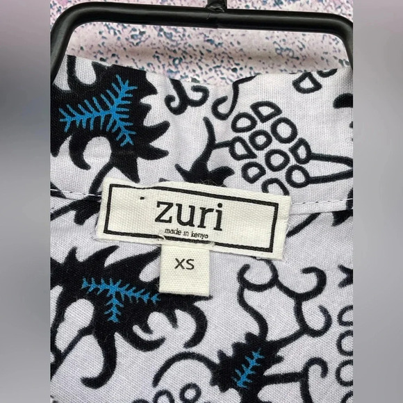 ZURI Kenya Just One Dress in indigo wax print Cotton Button Down Shirtdress XS - Picture 5 of 11